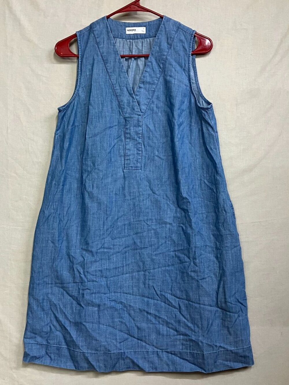 Sonoma Goods For Life Everyday Chambray Shift Dress Women Medium Blue Sleeveless